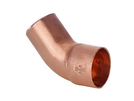 CU Oblouk 45° axi 18 mm pájecí
